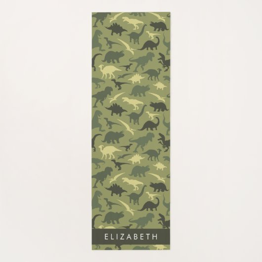 Dinosauruspatroon, Dinosaurussilhouet, Jouw naam Yogamat (Achterkant)