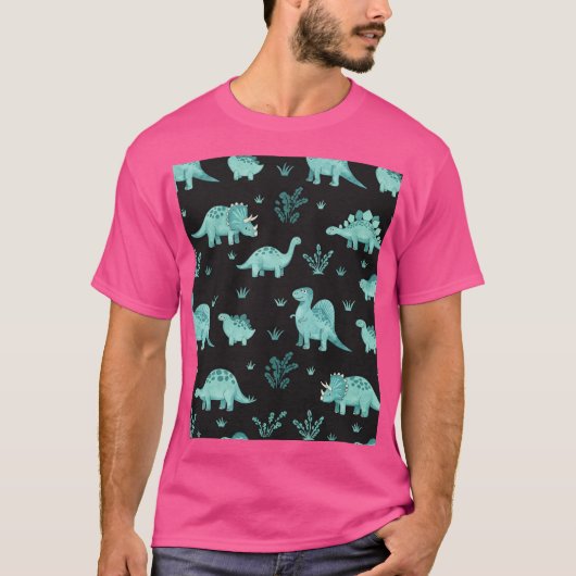 Dinosauruspatroon illustratie t-shirt (Voorkant)