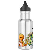 Dinosauruspatroon Kinder gepersonaliseerde naam Waterfles (Links)