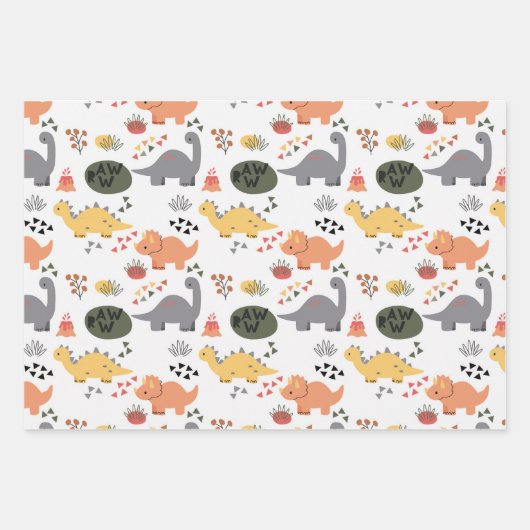 Dinosauruspatroon kinder inpakpapier vel (Voorkant 2)