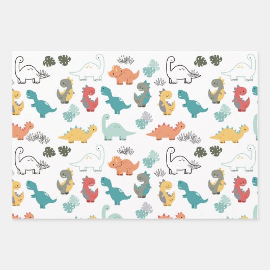 Dinosauruspatroon kinder inpakpapier vel (Voorkant)