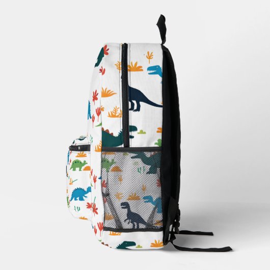 Dinosauruspatroon Kleurrijke speelse kunst Bedrukte Rugzak (Rechts)