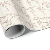 Dinosauruspatroon Moderne Jongen Dino Jungle Beige Cadeaupapier (Rol Hoek)