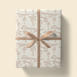 Dinosauruspatroon Moderne Jongen Dino Jungle Beige Cadeaupapier