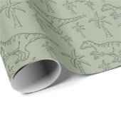 Dinosauruspatroon Moderne Jongen Dino Jungle Salie Cadeaupapier (Rol Hoek)