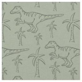Dinosauruspatroon moderne jongen dino jungle salie stof