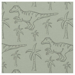Dinosauruspatroon moderne jongen dino jungle salie stof