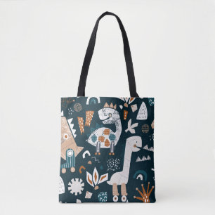 Dinosaurusrobots, speels, naadloos kindergedeelte tote bag
