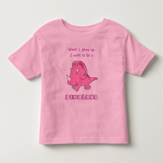 dinosaurusroze opgroeien kinder shirts (Voorkant)