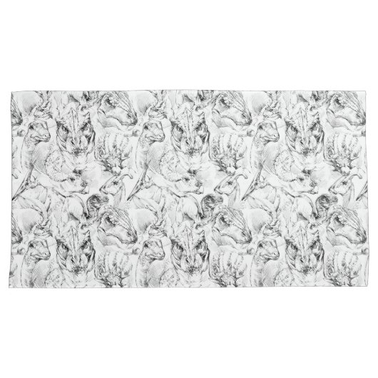 Dinosaurusschets Kussensloop (Voorkant-Rechts)