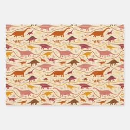 Dinosaurussen, 3 kleuren in de strata-herbivoren! inpakpapier vel