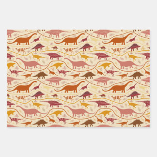 Dinosaurussen, 3 kleuren in de strata-herbivoren! inpakpapier vel