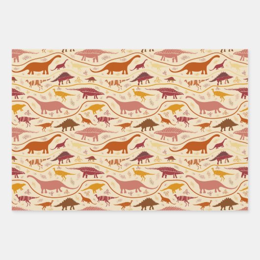 Dinosaurussen, 3 kleuren in de strata-herbivoren! inpakpapier vel (Voorkant)