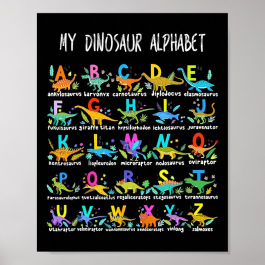 Dinosaurussen Alphabet ABC terug naar school Stude Poster (Voorkant)