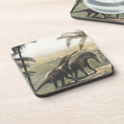  dinosaurussen, Amargasaurus met palmbomen Bier Onderzetter (Linkerzijde)