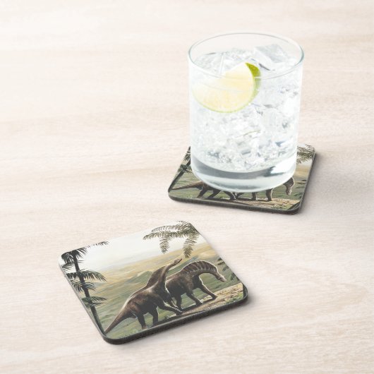 dinosaurussen, Amargasaurus met palmbomen Bier Onderzetter (Rechterzijde)