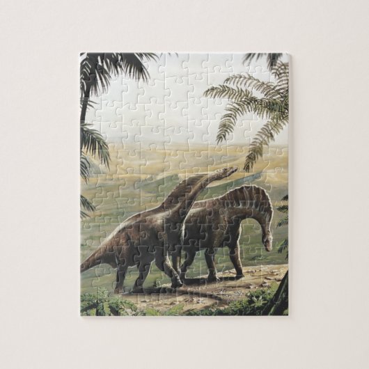  dinosaurussen, Amargasaurus met palmbomen Legpuzzel (Verticaal)