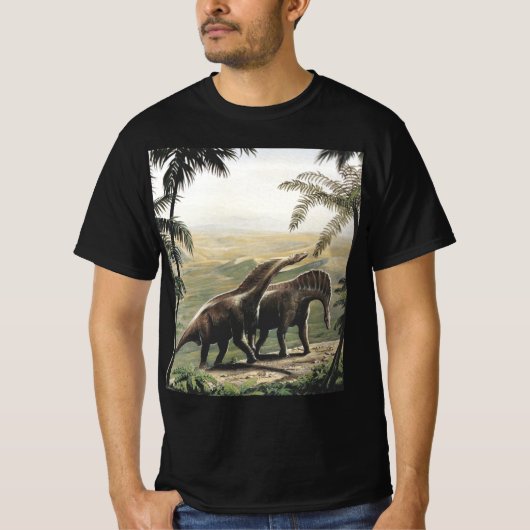 dinosaurussen, Amargasaurus met palmbomen T-shirt (Voorkant)