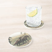  dinosaurussen, Amargasaurus met palmbomen Zandsteen Onderzetter (Zijkant)