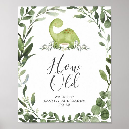 Dinosaurussen Baby shower hoe oud ze waren spel Poster (Voorkant)