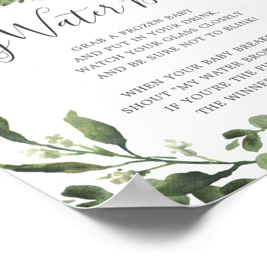 Dinosaurussen Baby shower mijn water brak teken Poster (Hoek)