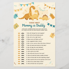 Dinosaurussen Baby shower Raad eens wie mama of pa