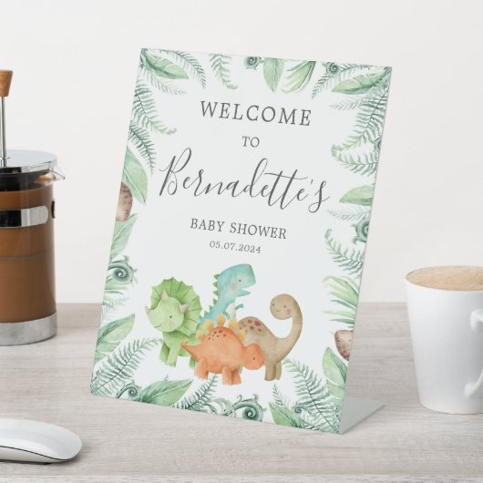 Dinosaurussen Baby shower Welkom Reclamebord Met Voetstuk (Insitu)