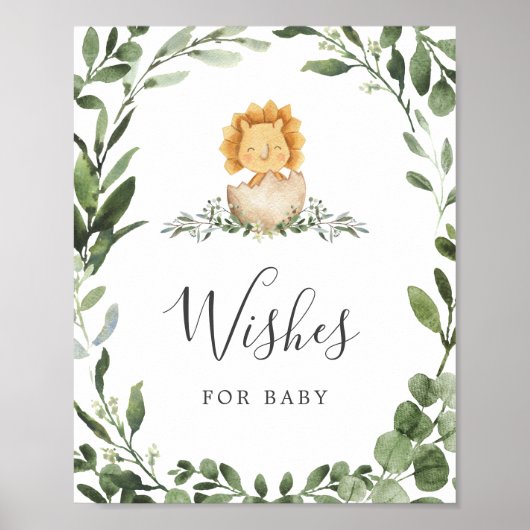 Dinosaurussen Baby shower wensen voor Baby Sign Poster (Voorkant)
