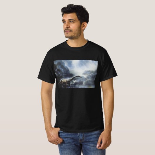  dinosaurussen, Barapasaurus met Storm wolken T-shirt (Voorkant volledig)