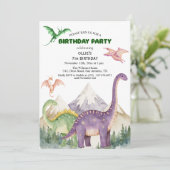 Dinosaurussen & bergen Kleurrijk 7e verjaardagsfee Kaart (Staand voorkant)
