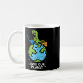 Dinosaurussen besparen onze planet Cute Earth Day  Koffiemok (Links)