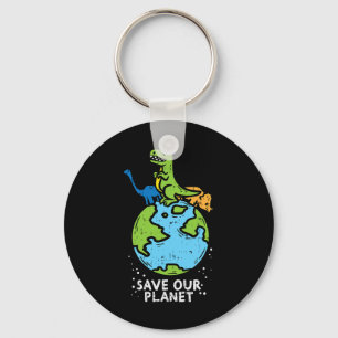 Dinosaurussen besparen onze planet Cute Earth Day  Sleutelhanger