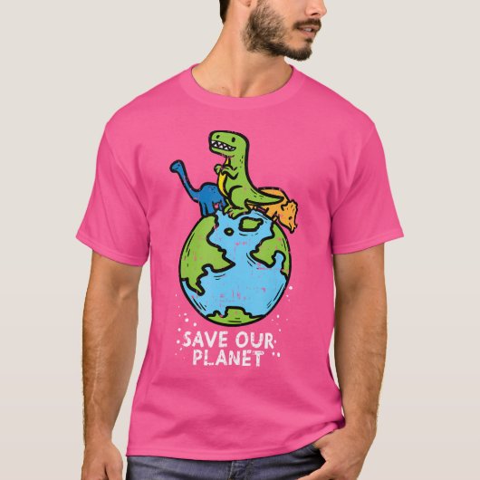 Dinosaurussen besparen onze planet Cute Earth Day  T-shirt (Voorkant)