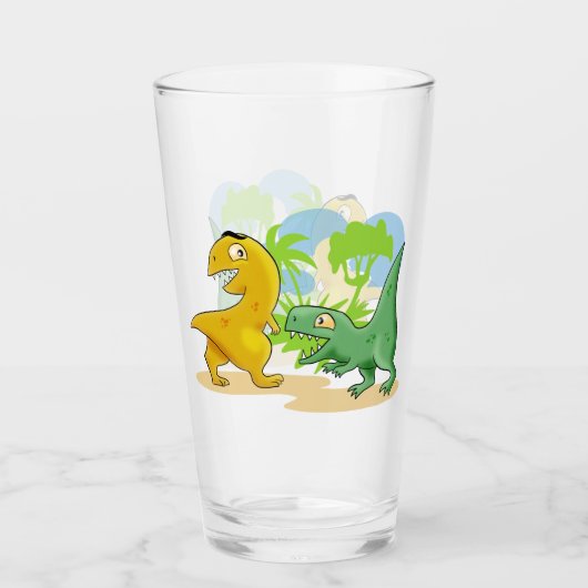 Dinosaurussen bij het spelen glas (Voorkant)