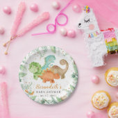 Dinosaurussen Borden van onbewerkt Baby shower Papieren Bordje (Feest)