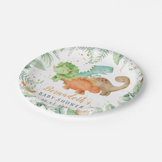 Dinosaurussen Borden van onbewerkt Baby shower Papieren Bordje (Gekanteld)