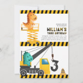 Dinosaurussen Bouw Verjaardag Uitnodiging (Voorkant)