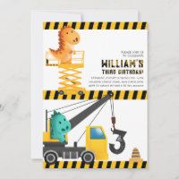 Dinosaurussen Bouw Verjaardag Uitnodiging