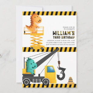 Dinosaurussen Bouw Verjaardag Uitnodiging