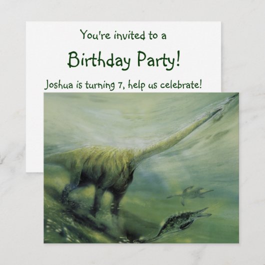  dinosaurussen, Brachiosaurus Birthday Party Kaart (Voorkant / Achterkant)