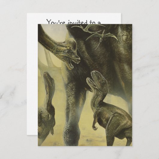 dinosaurussen, Brachiosaurus Birthday Party Kaart (Voorkant / Achterkant)