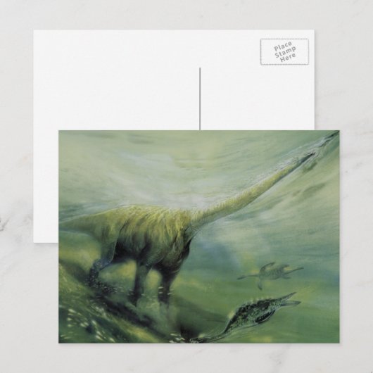  dinosaurussen, Brachiosaurus die zwemmen in de oc Briefkaart (Voorkant / Achterkant)