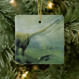  dinosaurussen, Brachiosaurus die zwemmen in de oc Keramisch Ornament