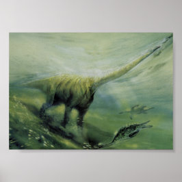  dinosaurussen, Brachiosaurus die zwemmen in de oc Poster