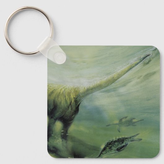  dinosaurussen, Brachiosaurus die zwemmen in de oc Sleutelhanger (Voorkant)