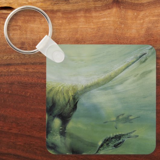  dinosaurussen, Brachiosaurus die zwemmen in de oc Sleutelhanger (Voorkant)