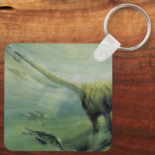 dinosaurussen, Brachiosaurus die zwemmen in de oc Sleutelhanger (Achterkant)