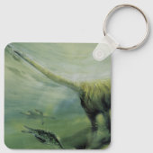  dinosaurussen, Brachiosaurus die zwemmen in de oc Sleutelhanger (Achterkant)