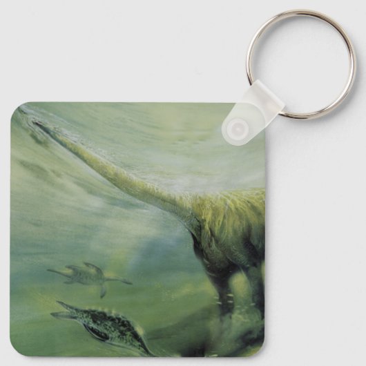  dinosaurussen, Brachiosaurus die zwemmen in de oc Sleutelhanger (Achterkant)