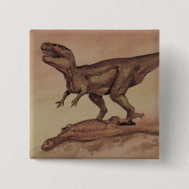  dinosaurussen, Carnivore Giganotosaurus Vierkante Button 5,1 Cm